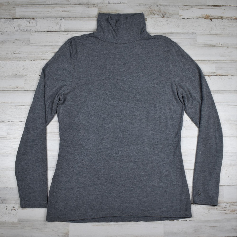 Cuddl Duds Softwear Turtleneck Top Women L Gray Soft Stretch Modal Long Sleeve